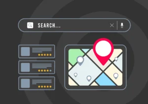 Search bar for address and reviews.