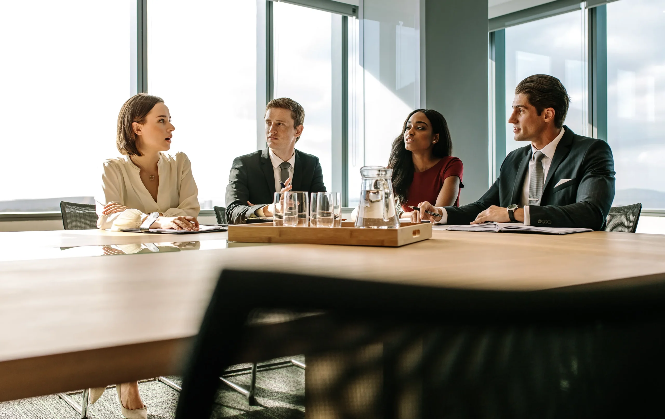 A group of attorneys in a meeting.